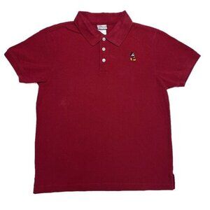 Disney Mickey Mouse Polo Shirt Embroidered Red Short Sleeve Men's Medium